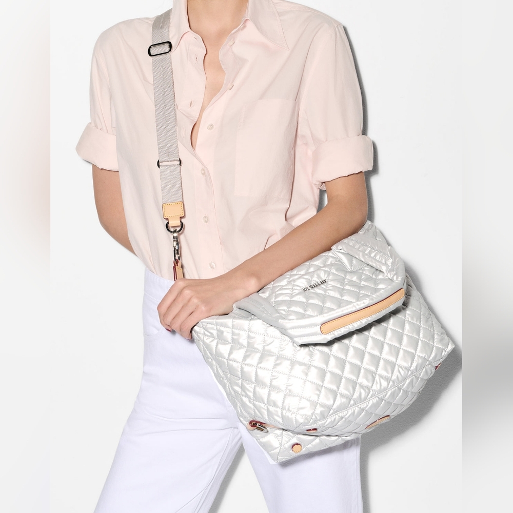 MZ Wallace Oyster Metallic Medium Sutton Deluxe Bag